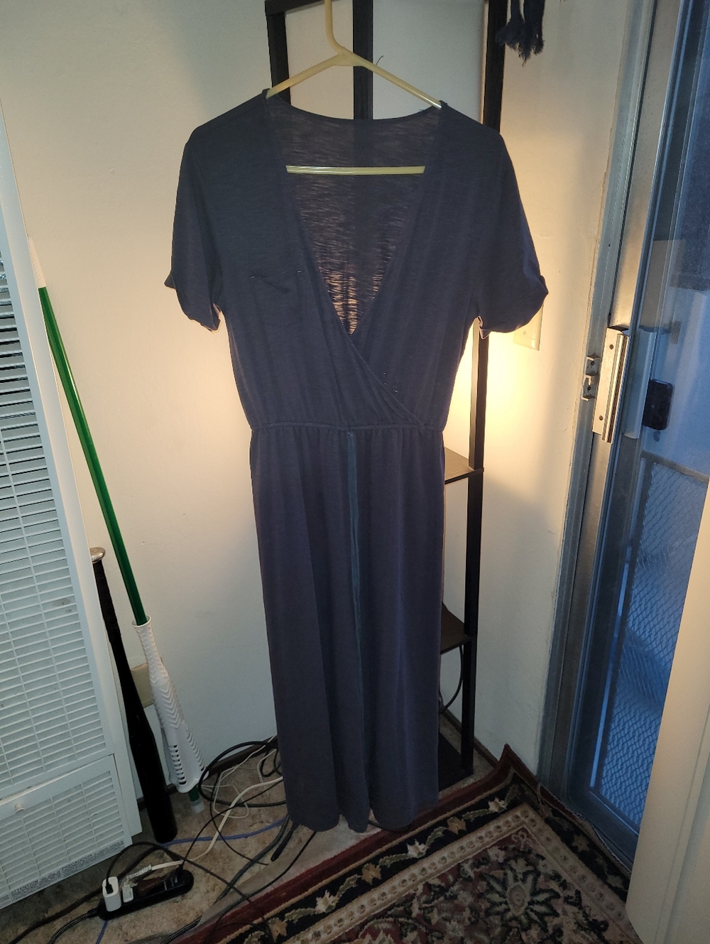 Women's Navy Short-Sleeve Jumpsuit Sz L/XL